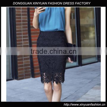 Custom Ladies Black Lace Pencil Skirts,Hot Sale Fashion Lace Pencil Skirt for Ladies