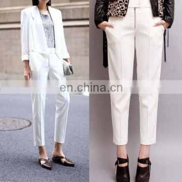 White Ladies Dress Pants With Front Zipper