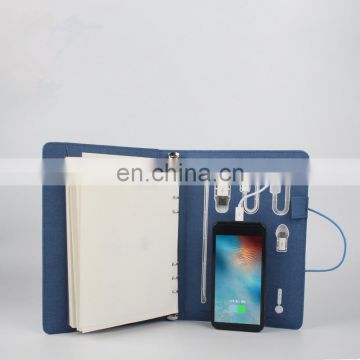 custom print fast charging Business Notebook Built in cable portable power bank