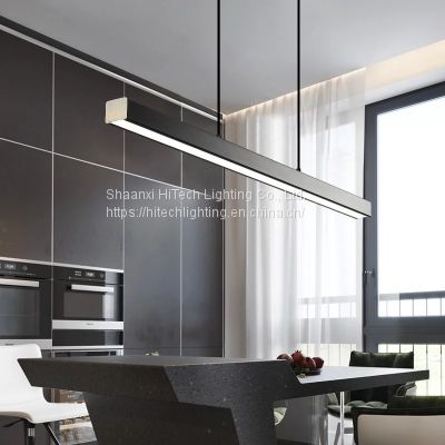 Modern LED long pendant light Linear Hanging lights black brown Pendant lamp for dining room kitchen lighting fixture