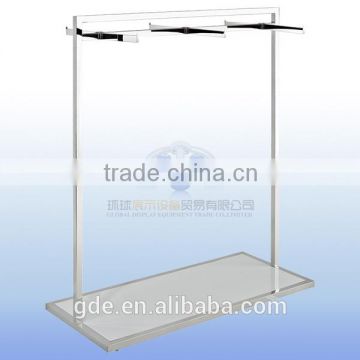 Stainless steel garment display rack with under platform