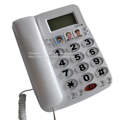Landline Phone Analog Telephone with Display  Shinny Surface