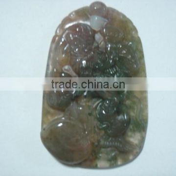 Indian Agate Carved Gemstone Pendants