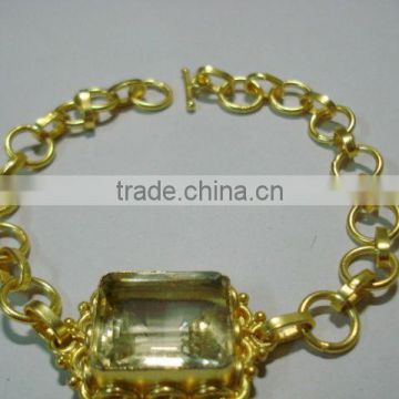 Lemon Topaz Gemstone Metal bracelets