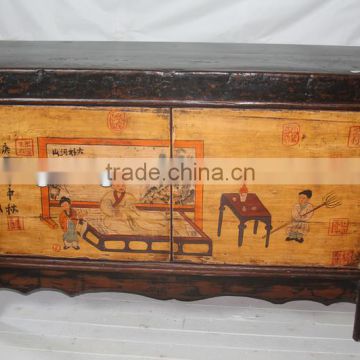 Old Chinese Antique Mongolia Hand Painted Cabinet