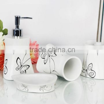 Butterfly decal pattern Polyresin Bathroom accessories set