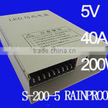5V 40A 200W LED power supply (S-200-5 RAINPROOF)