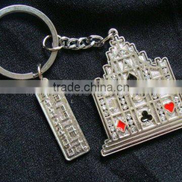 Hot selling fashion house shape metal keychain