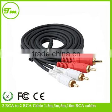 2 RCA to 2 RCA Cable 1.5m,3m,5m,10m RCA cables