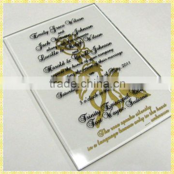 Customized Engraved Colored Glass Invitation Card For Guest Souvenir Gifts