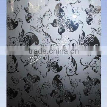 4-12mm Butterfly Deep Acid Etched Glass with CE & ISO9001