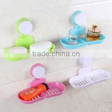 bathroom Adhesive storage rack with suckers/plastic soap holders strainer