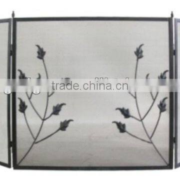 black iron leaf design fire screen