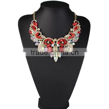 Vintage ethnic luxury AB shinnning ges women chunky coral necklace