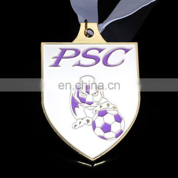 Gold plated 2D full color filled in football medal with animal