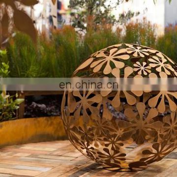Corten steel art decoration Metal ball sculpture