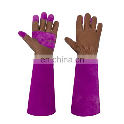 HANDLANDY Extra Long Forearm Protection Rose Pruning Gloves Safety Work Gloves Leather Gardening Gloves Ladies