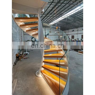 Customized spiral staircase LED Light solid wood spiral wood stairs