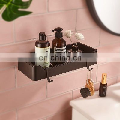 home accessories Black Stainless steel Bathroom basket shelf holder with hooks shower organizer storage plastic caddy