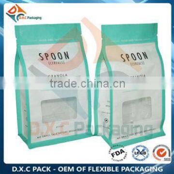 Superior Attractive White Paper Flat Bottom Pouch With Window For Cereal Packaging