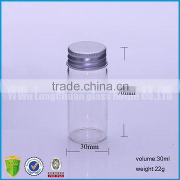 Mini Screw Aluminum Cap High Transparency Glass Handicrafts Bottles-Size:30ml 30*70mm