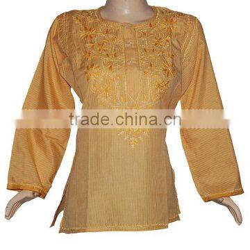 Indian Traditional Cotton Tunics / Tops With Embroidery