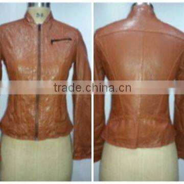Sheep Leather Jacket Made Through Full wash Treatment. Color Cognac