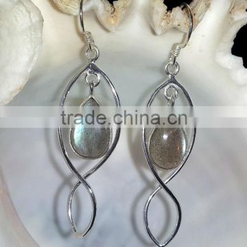 925 Sterling Silver Labradorite Cabochon Earrings, Fashionable Bezel Earrings, Designer Finishing Labradorite Earring