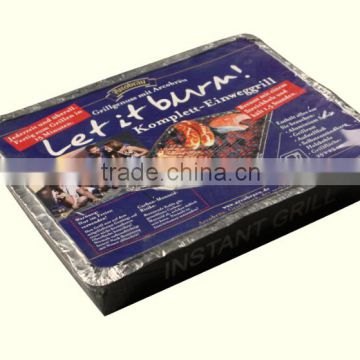 2015 hot sale instant disposable bbq grill with large charcoal
