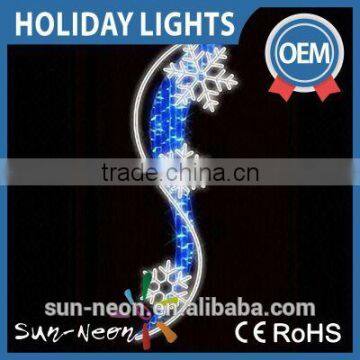Led Christmas Decoration Light 2d Motif Rope Light Fancy Snowflake Motif Pole Street Light