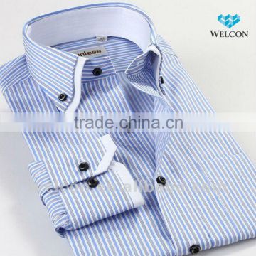 New OEM & ODM in China factory 100% cotton stylish blue stripe business dress famous brand italian collar shirts for men