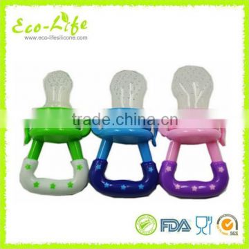 size S M L 3pcs/set BPA Free Soft Silicone Baby Teether Infant Fruits And Vegetables Bite Bags with PP Handle