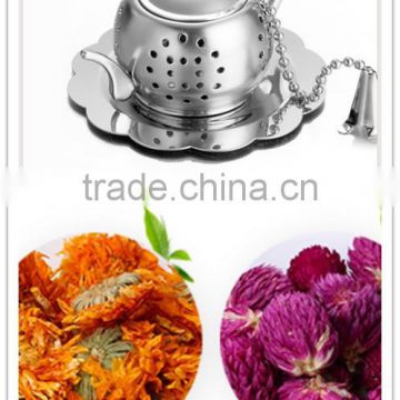 chain link handle stainless steel strainer with drip tray best for loose leaf or herbal tea