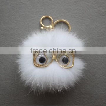 Myfur Newest Design Cute Eyes Monster Fox Fur Pom Pom Keychain Pendant
