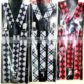high quality checked elastic suspender for men