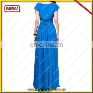 New arrival elegant night party dresses blue silk evening dress