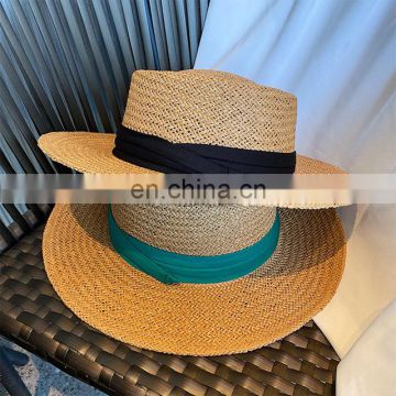 Wholesale Reasonable Price 56-58cm Khaki Black Summer Paper Chinese Plain Straw Hats