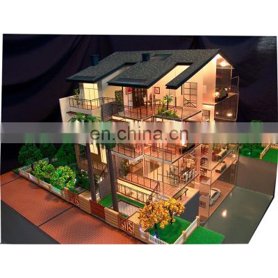 3d scale model home interior for apartment house with led furniture