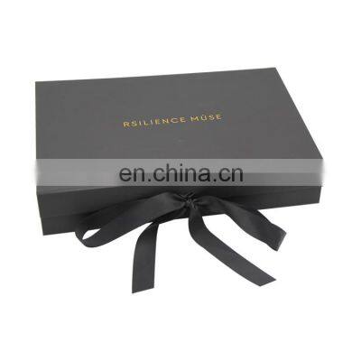 Custom Logo Luxury Paper Gift Box With Ribbon Black Sleeve Packaging Magnetic Boxes With Lid