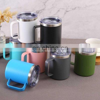 12oz double layer stainless steel mugs with waterproof lid