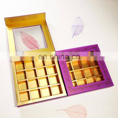 magnet cardboard chocolate compartment paper box for gift with clear window makers