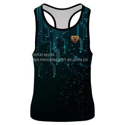 Customized Black and Blue Singlet of Good Quality of 2022