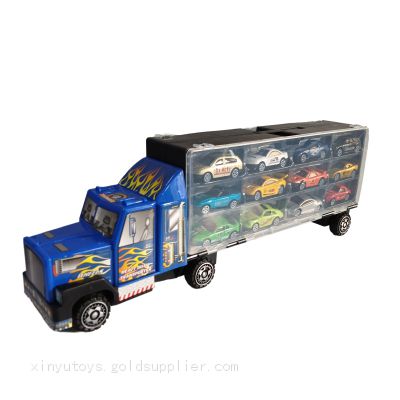 American Style Diecast Truck Vehicle Toys Carry Case with 12 Small Die Cast Cars