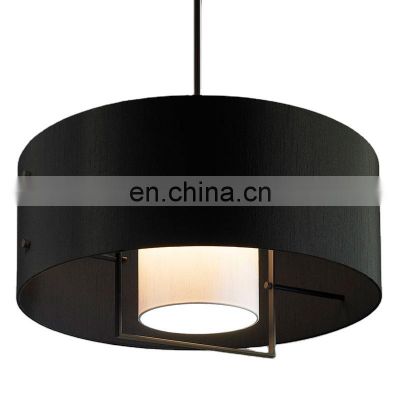Modern Nordic Single Kitchen Chandelier Luxury Brass Pendant Lights with Warm White Light Black Fabric round Design