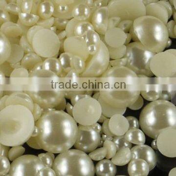 Wholesale Price Half round pearls, 14MM Fashion White Flatback Round Acrylic Hotfix Half Pearls, Hot Fix Half Round Pearls