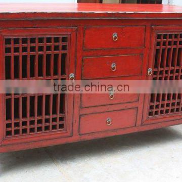Chinese antique reclaimed solid wood carving cabinet
