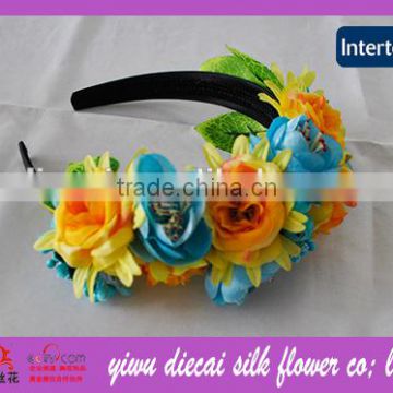 Colorful Double Row Artificial Flower Hairband