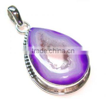 Silver druzy stone pendants semi precious gemstone pendant