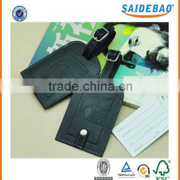 Beautiful made Customized wholesale Leather luggage tag with embossed logo,excellent quality card holder for travel