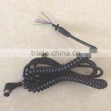 8 core right angle standard din connector 90 degree curly cord